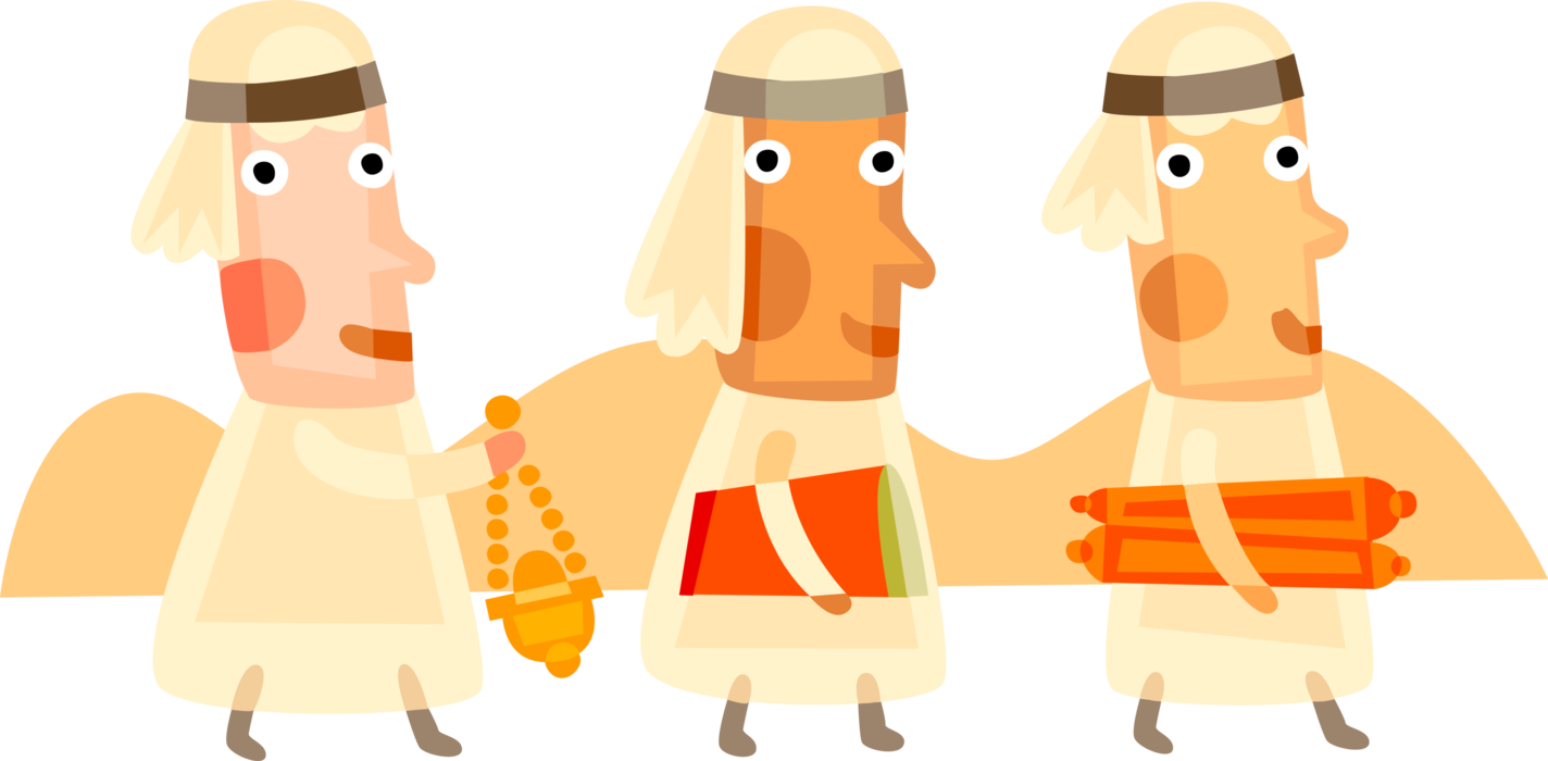 Vector Illustration of Jewish Rabbis with Hebrew Sefer Torah, Parchment Scroll Ner Tamid Sanctuary Lamp, Bible