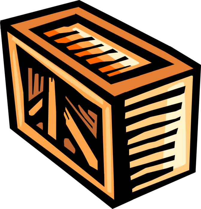 Vector Illustration of Wooden Shipping Crate Box Shipment 