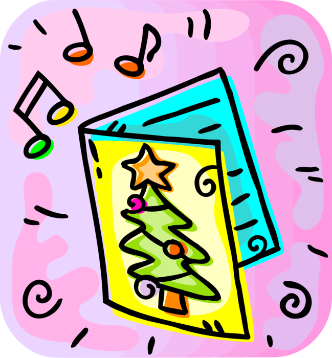 Vector Illustration of Musical Season's Greetings Christmas Card Plays Music Song