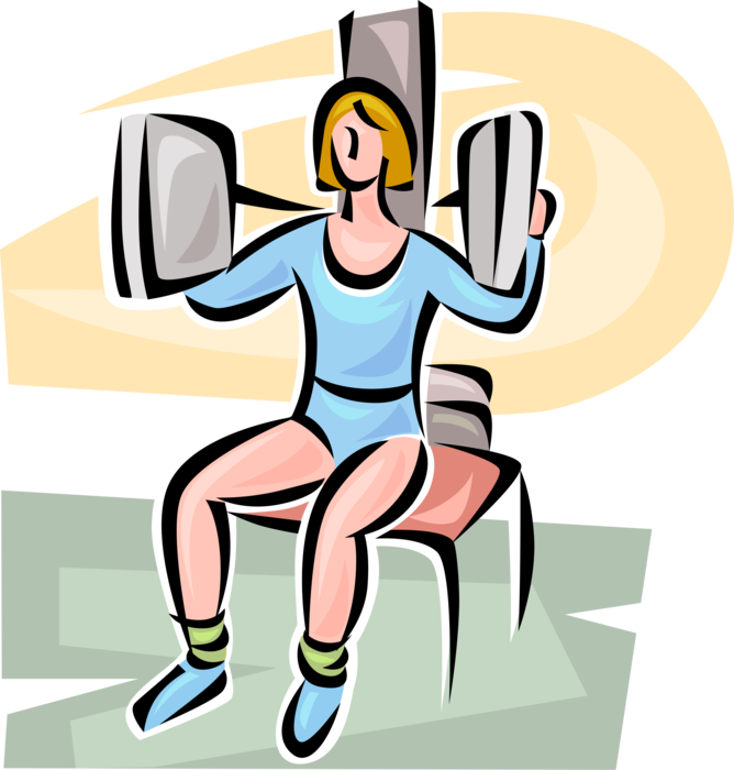 Vector Illustration of Physical Fitness Exercise Workout with Strength-Training Equipment