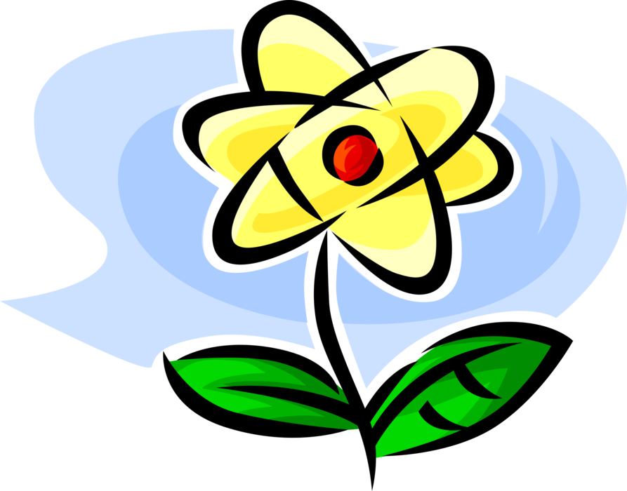 Vector Illustration of Flower Atomic Science Atom Symbol with Nucleus and Electrons