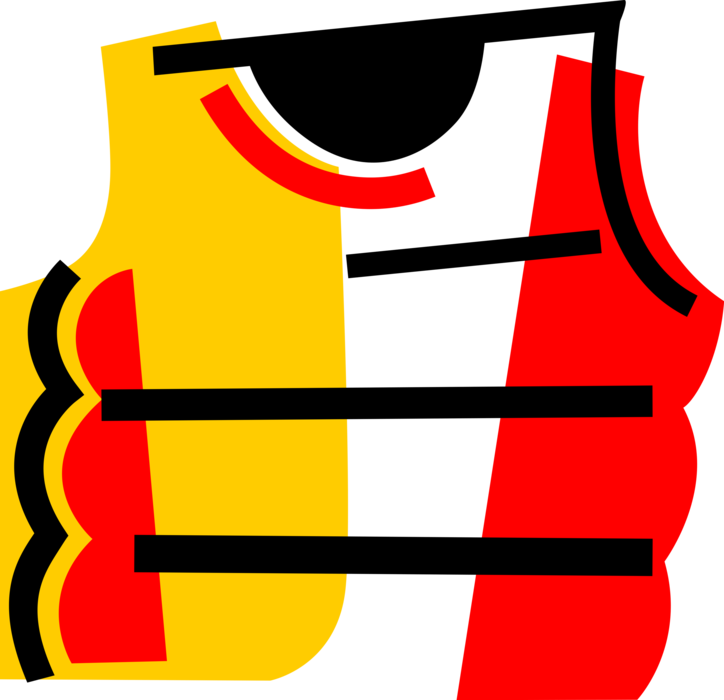 Vector Illustration of Life Vest Life Preserver Personal Flotation or Floatation Device