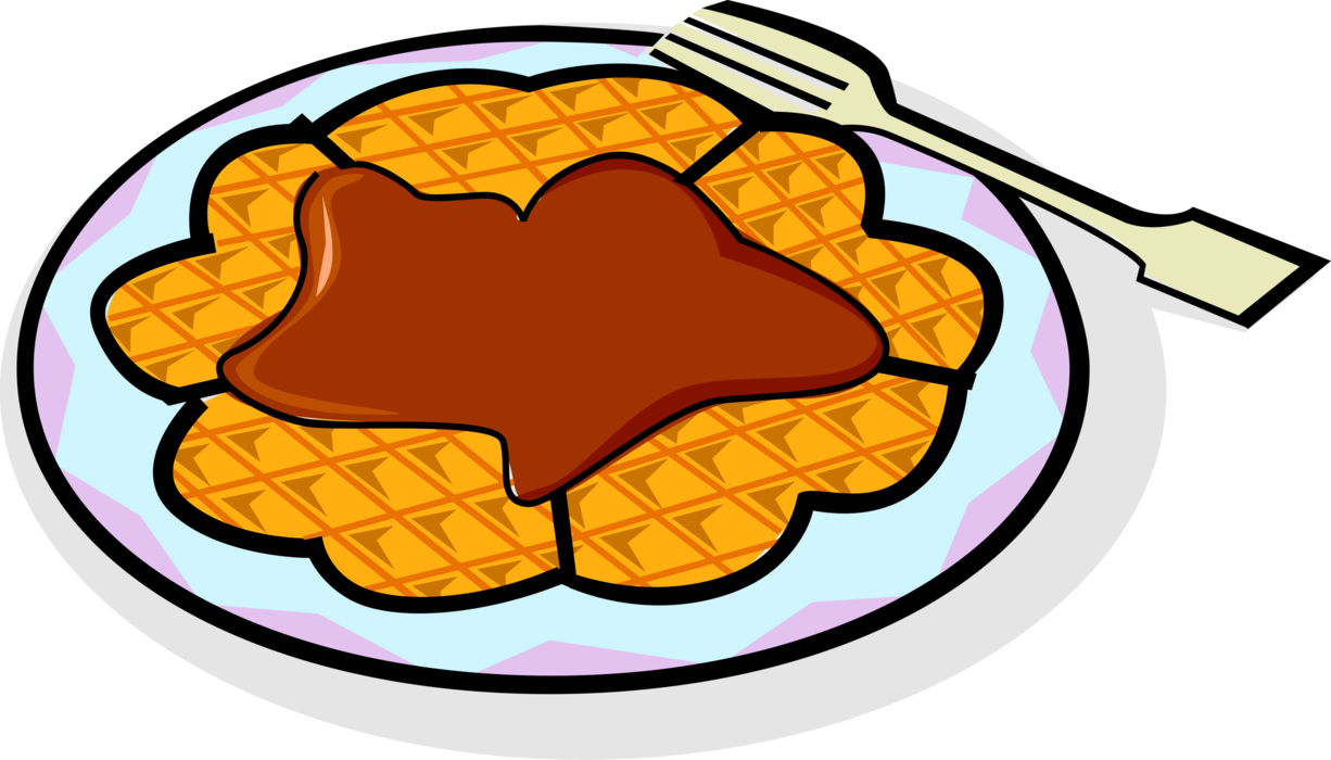 Vector Illustration of Breakfast Belgium Waffle made from Batter or Dough