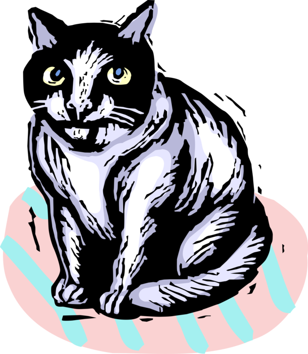 Vector Illustration of Domestic Housecat Kitten Family Pet