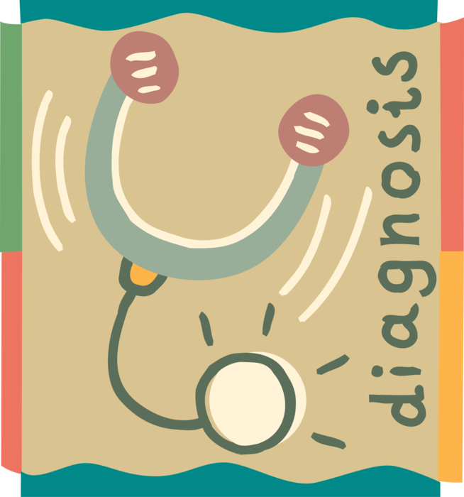 Vector Illustration of Diagnostics Stethoscope Acoustic Medical Device for Listening to Internal Sounds of Body