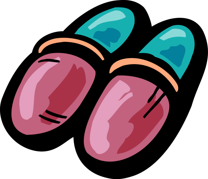 Vector Illustration of Slip-On Bedroom Slippers Footwear