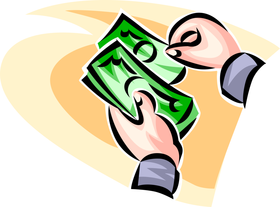 Vector Illustration of Hands Counting Cash Money Dollar Bills