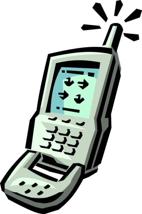 Vector Illustration of Mobile Smartphone Phone Telephone Makes and Receives Calls Over Radio Frequency Carrier