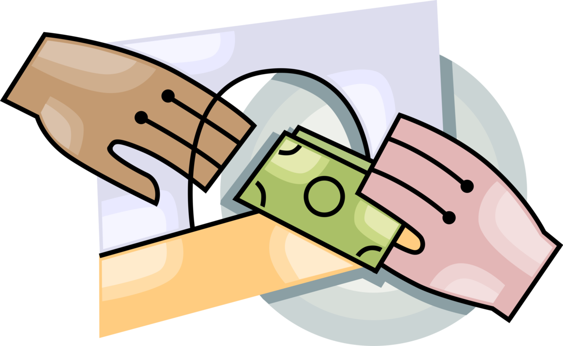 Vector Illustration of Hands Exchange Cash Money Dollars as Payment