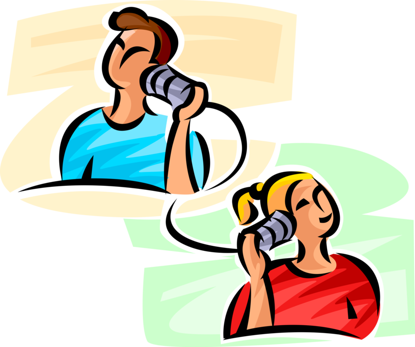 Vector Illustration of Communications Talking via String and Tin Cans