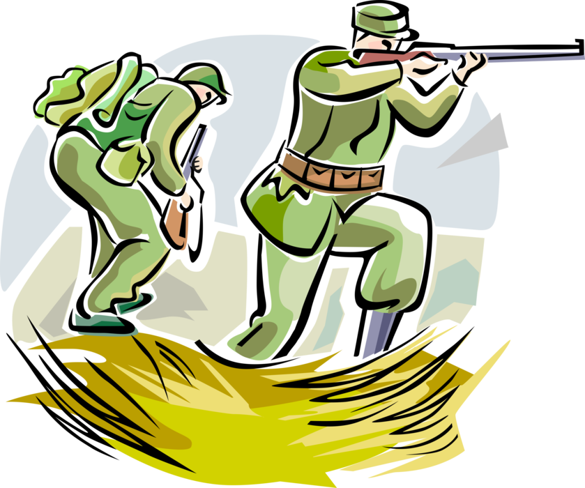 Vector Illustration of World War One WWI Soldiers with Weapons
