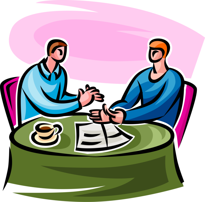 Vector Illustration of Friends Have Conversation Using Manual Communication Sign Language for the Deaf