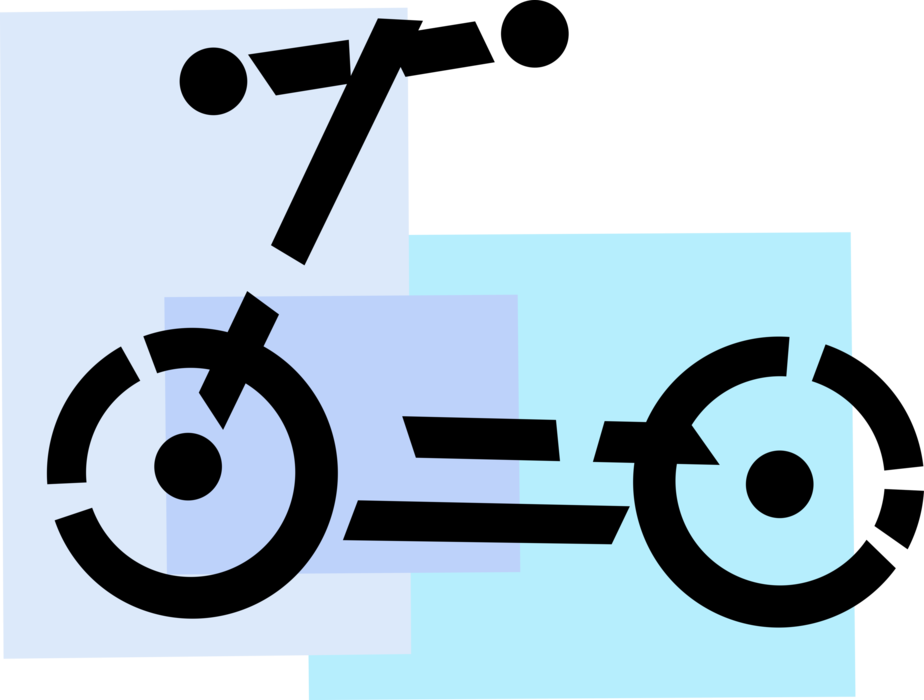 Vector Illustration of Riding Foot-Powered Scooter Outdoors in Summer