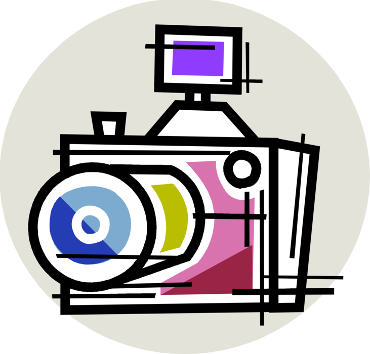 Vector Illustration of Optical Photography Camera Captures Photographic Images