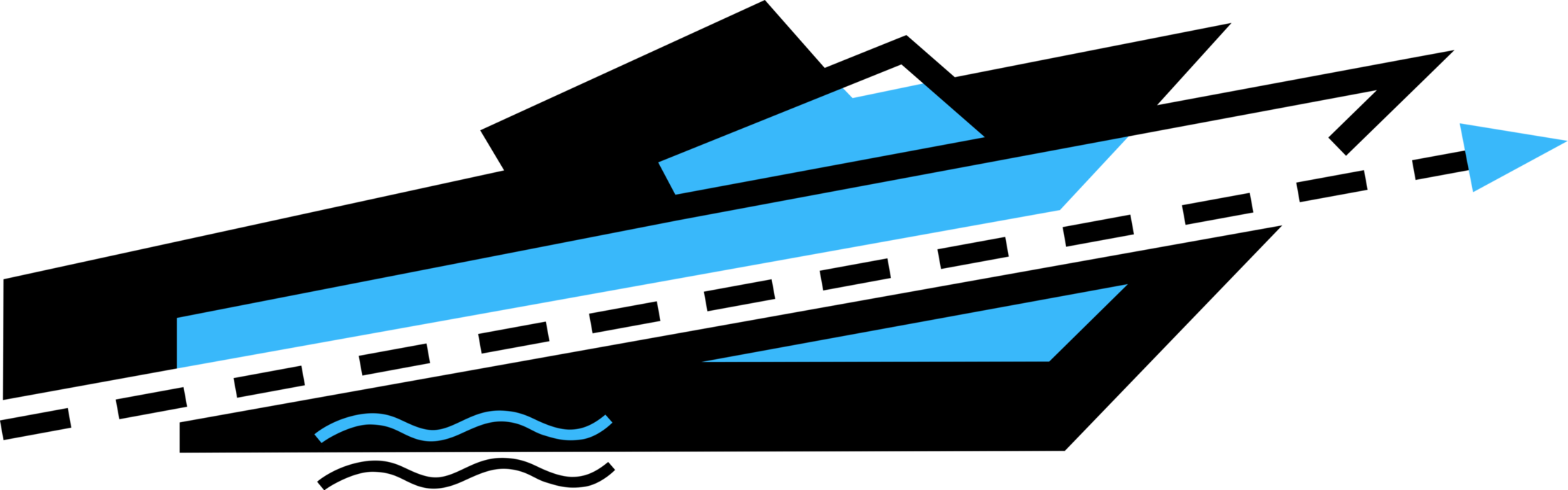 Vector Illustration of Speedboat Motorboat or Pleasure Craft Watercraft Boat Running in Ocean Waves