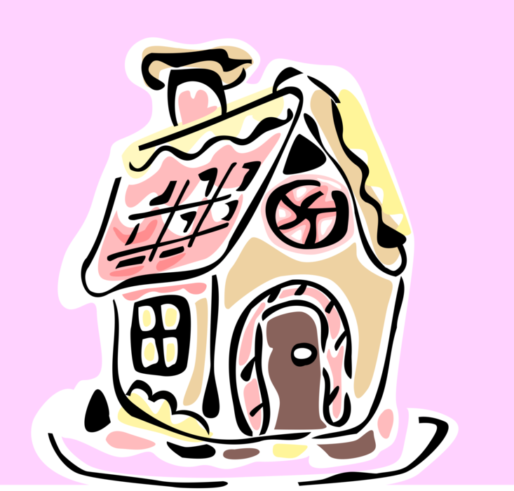 Vector Illustration of Popular Christmas Decoration Gingerbread House