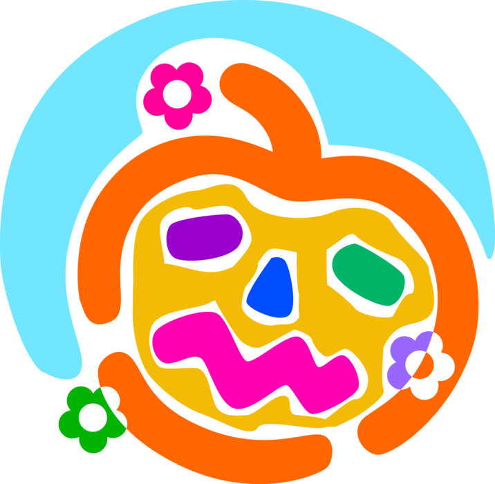 Vector Illustration of Halloween Trick or Treat Jack-o'-Lantern Carved Pumpkin