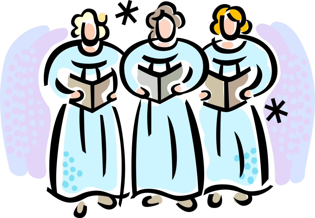 Vector Illustration of Holiday Festive Season Christmas Carolers Singers Carol Festive Songs