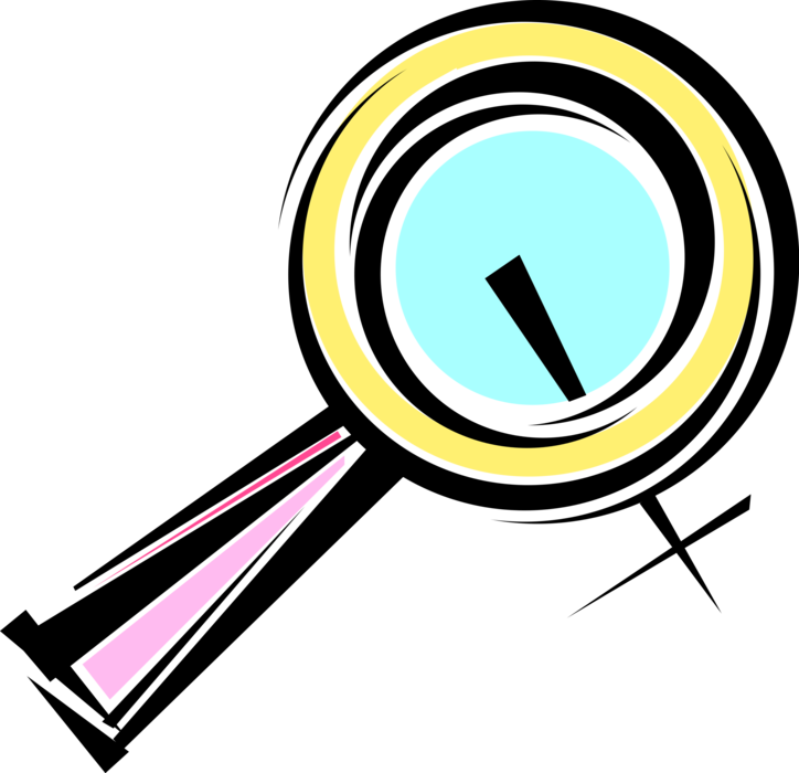 Vector Illustration of Magnification Through Convex Lens Magnifying Glass