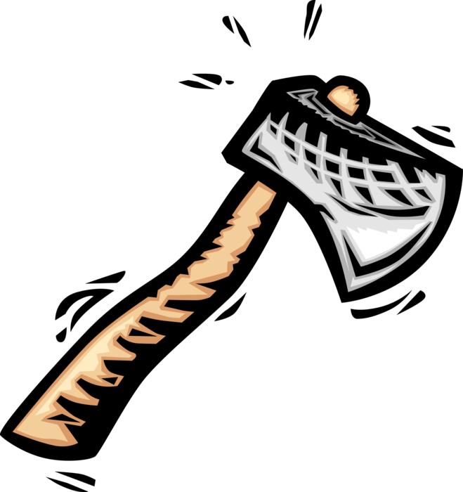 Vector Illustration of Axe Hatchet for Cutting Trees and Logs