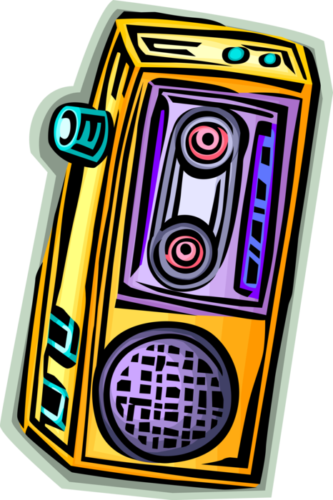 Vector Illustration of Audio Entertainment Portable Cassette Recorder Player