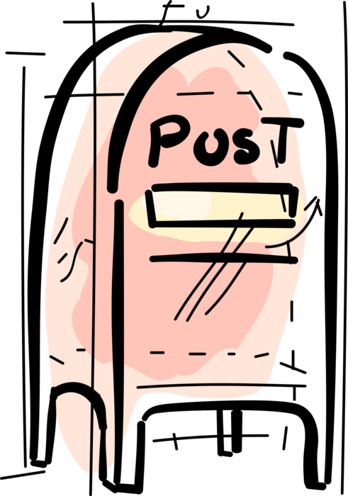 Vector Illustration of Letter Box or Post Office Mailbox Receptacle for Incoming Mail