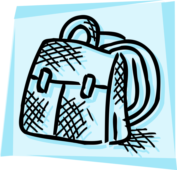 Vector Illustration of Student's School Backpack Knapsack Schoolbag Carries Homework and Books