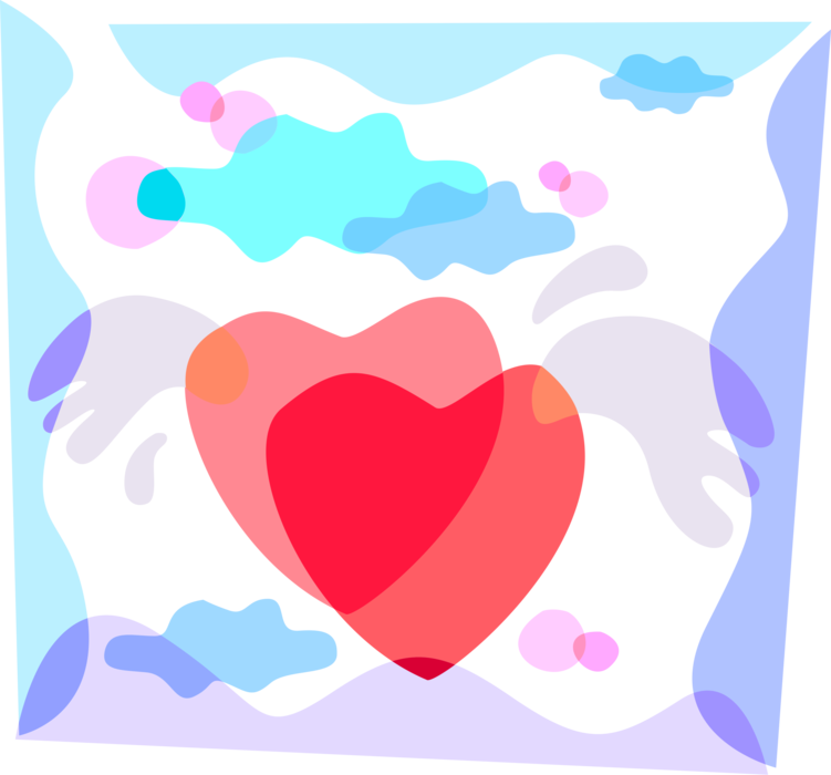 Vector Illustration of Two Romantic Love Hearts Intertwined as One Takes Flight with Wings on Valentine's Day