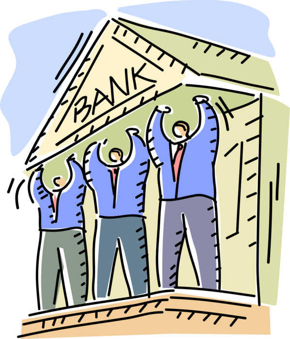 Vector Illustration of Financial Banking Institution Bank with Symbolic Porch of the Maidens Bankers Support Columns 