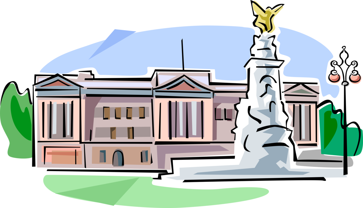 Vector Illustration of Buckingham Palace London Residence of Monarch of United Kingdom 