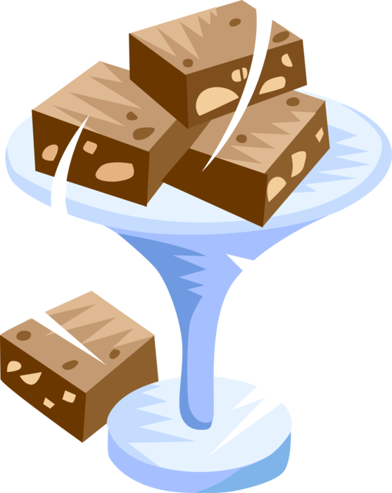 Vector Illustration of Confectionery Chocolate Fudge Made with Sugar, Butter, Milk and Crushed Nuts