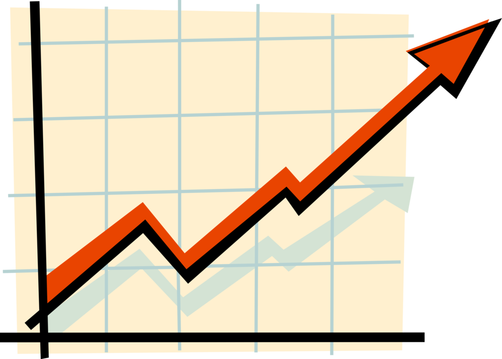 Vector Illustration of Infographic Chart Diagram Growth Arrow Graphical Representation of Data