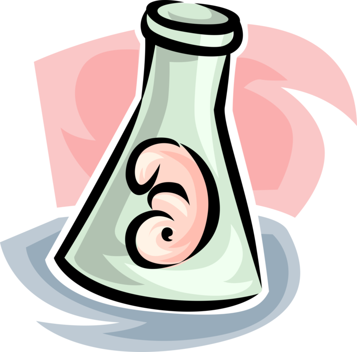 Vector Illustration of Human Fetus in Laboratory Glassware Beaker