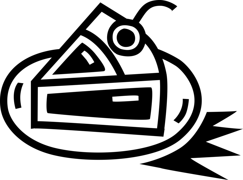 Vector Illustration of Homemade Baked Dessert Pie Slice on Plate