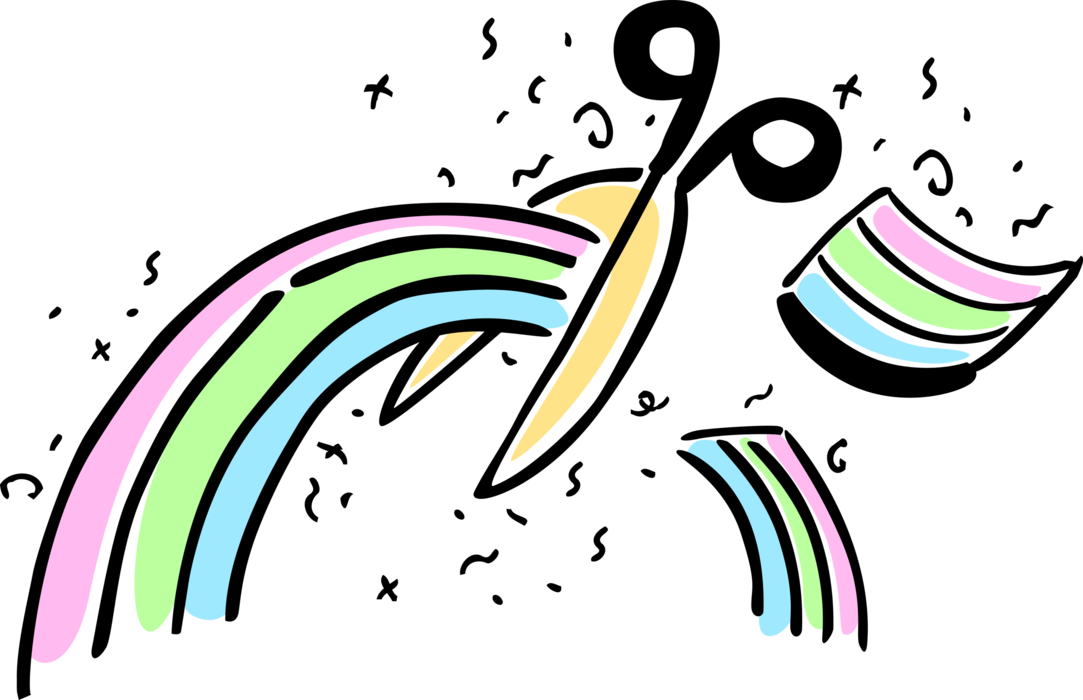Vector Illustration of Scissors Cut Rainbow of Business Profitability and Success