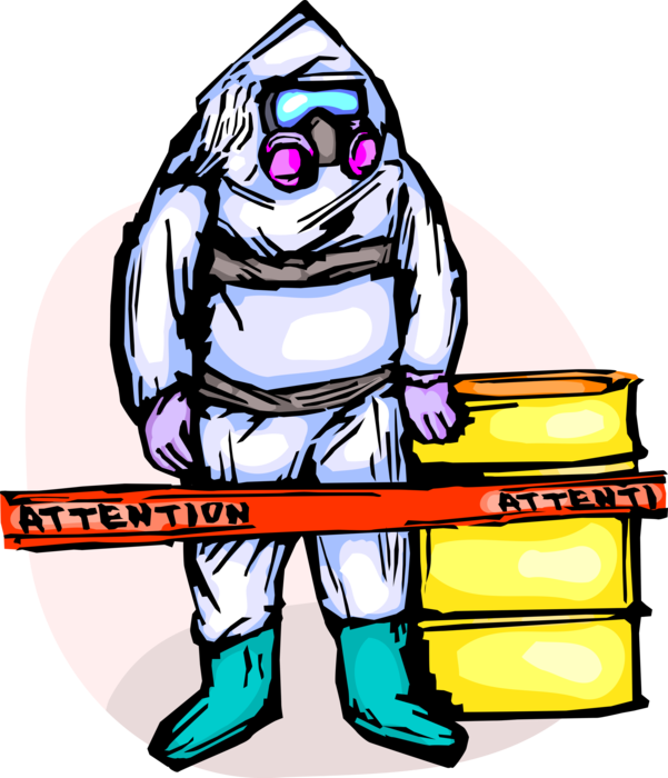 Vector Illustration of Homeland Security Personnel in Toxic Chemical Biohazard Hazmat Protective Suit
