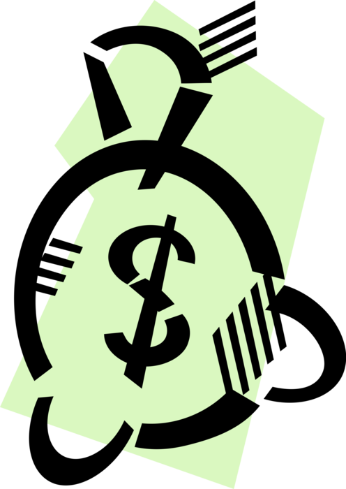 Vector Illustration of Money Bag, Moneybag, or Sack of Money used to Hold and Transport Coins, Cash and Banknotes