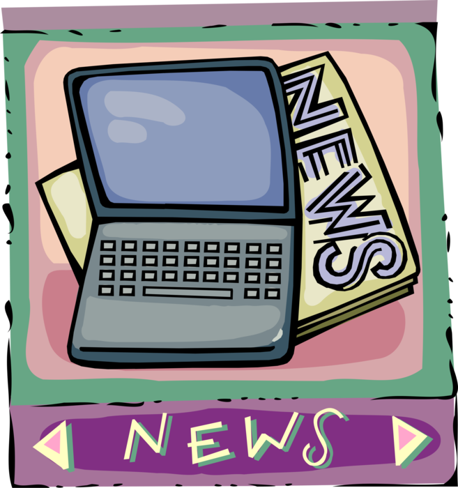 Vector Illustration of Internet Current Event News Available Online via Electronic Communication Computer