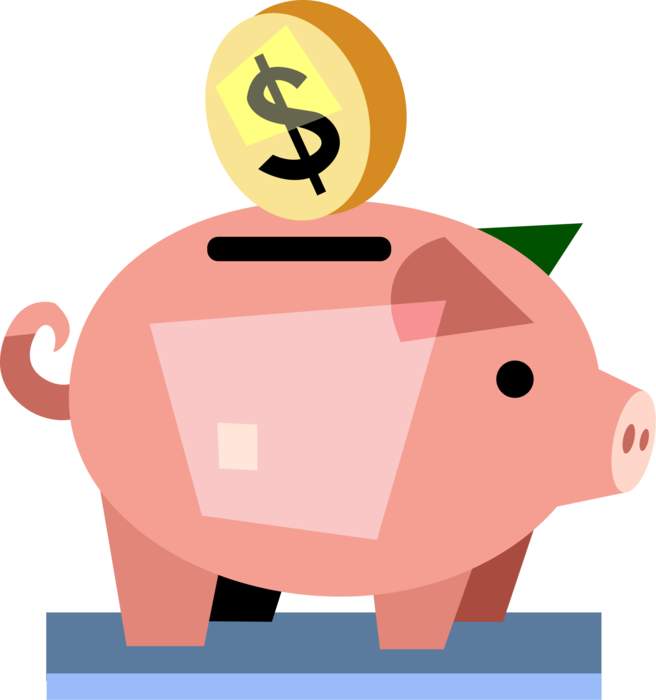 Vector Illustration of Piggy Bank Money Coin Container used by Children Teaches Thrift and Savings