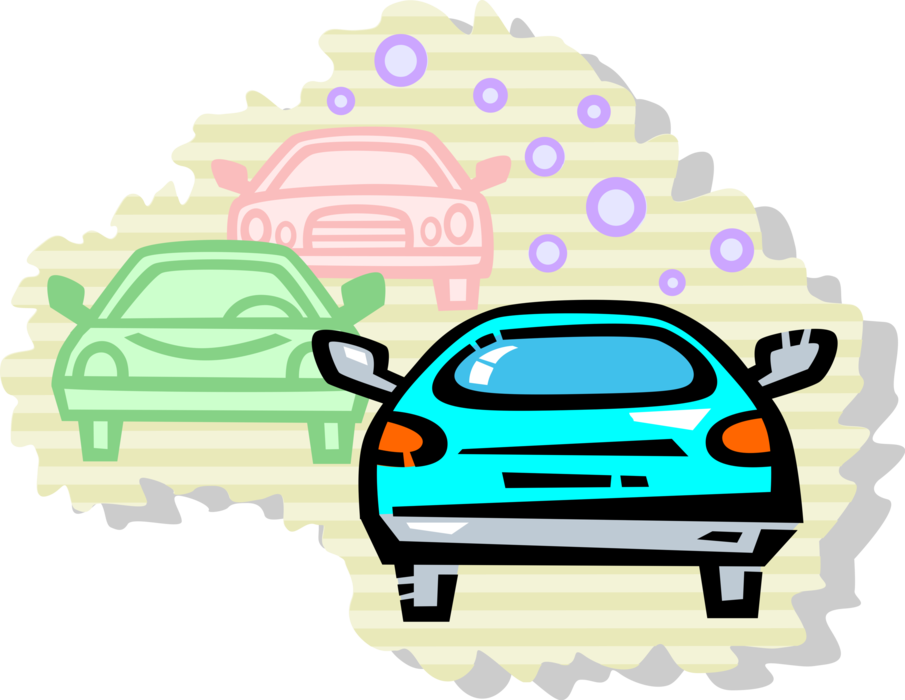 Vector Illustration of Automobile Motor Vehicle Car Carbon Monoxide Emission Pollution