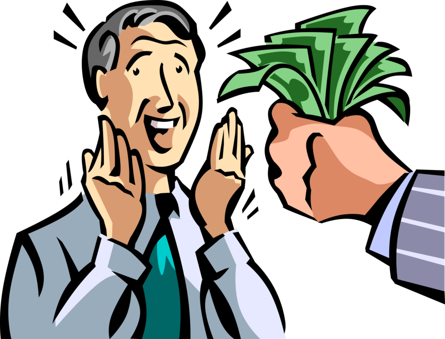 Vector Illustration of Cash Dollar Bill Paper Money Monetary Financial Incentive Reward Offered to Businessman