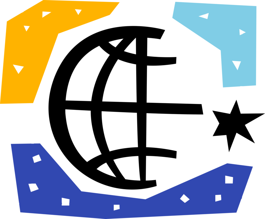 Vector Illustration of Three-Dimensional, Spherical, Scale Model Terrestrial Geographical World Globe