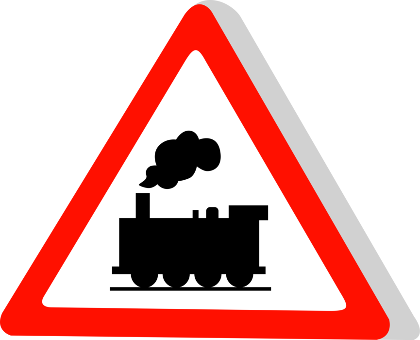 Vector Illustration of European Union EU Traffic Highway Road Sign, Train Crossing