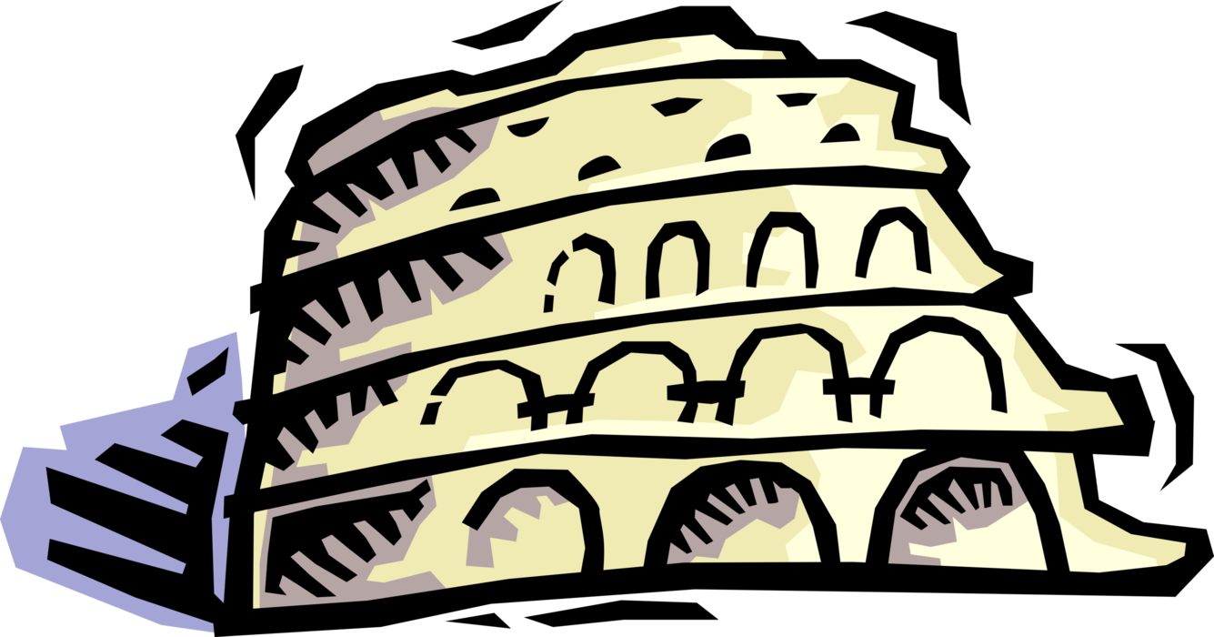 Vector Illustration of Roman Forum Colosseum or Coliseum Flavian Amphitheatre in Rome, Italy