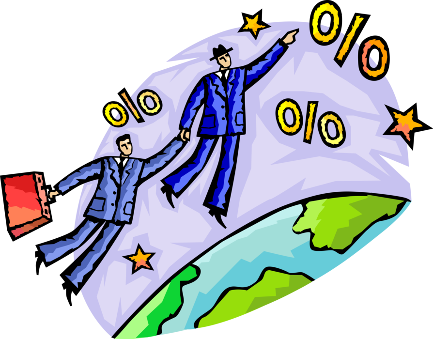 Vector Illustration of Businessmen Use Teamwork and Collaboration to Increase Business Profit Margins