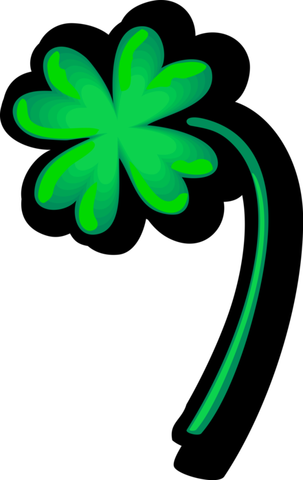 Vector Illustration of St Patrick's Day Irish Lucky Shamrock Four-Leaf Clover