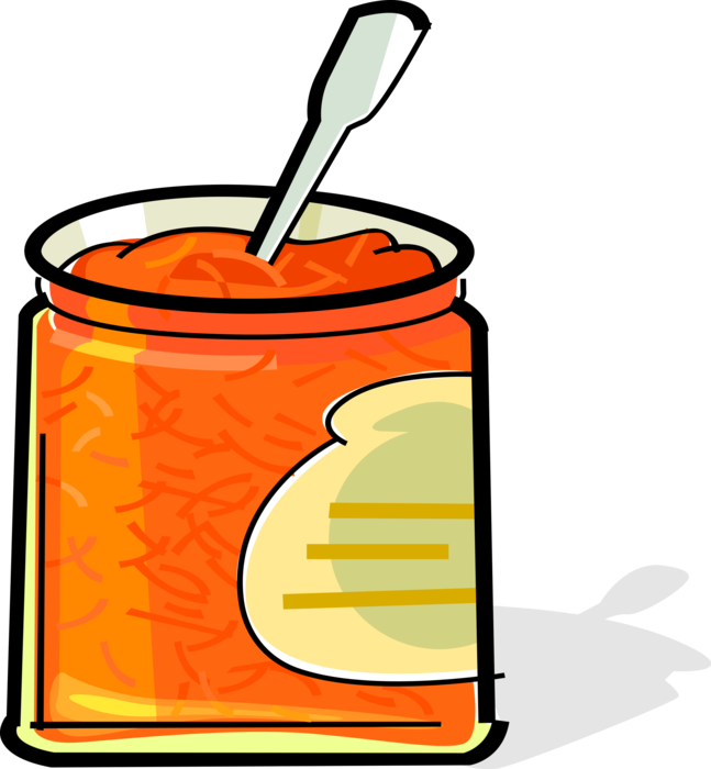 Vector Illustration of Jar of Fruit Preserve Marmalade made from Juice and Peel of Citrus Fruits