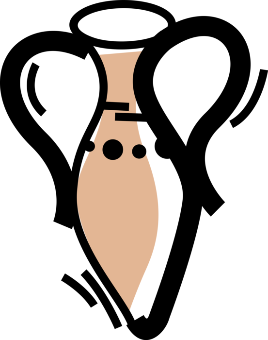 Vector Illustration of Ceramic Amphora Transport and Storage Container from Antiquity