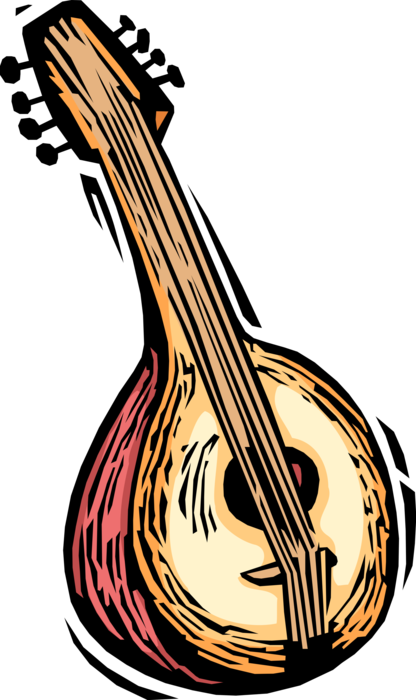 Vector Illustration of Mandolin Stringed Musical Instrument 