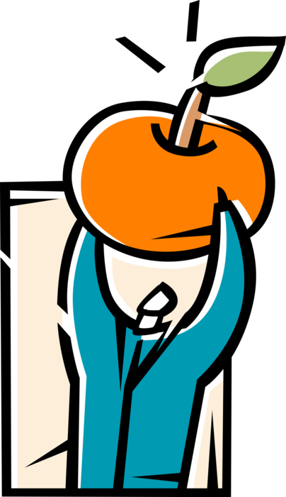 Vector Illustration of Businessman Champions Benefits of Higher Education with Apple Symbol of Knowledge and Learning